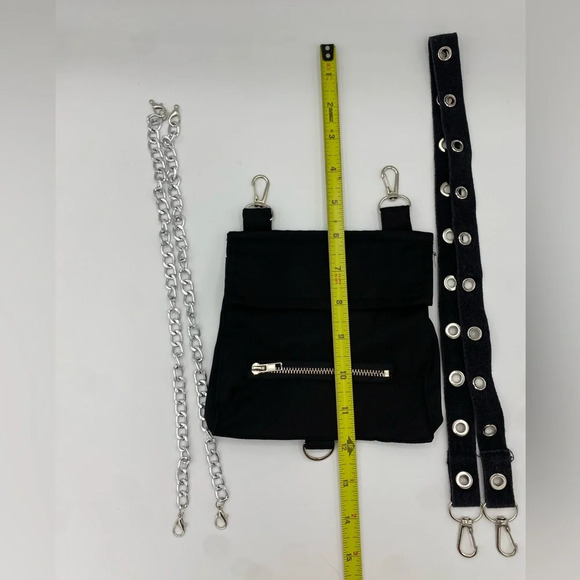 Gothic Alternative Clothing Chain Pocket Cargo Accessories Black Silver - Picture 6 of 7